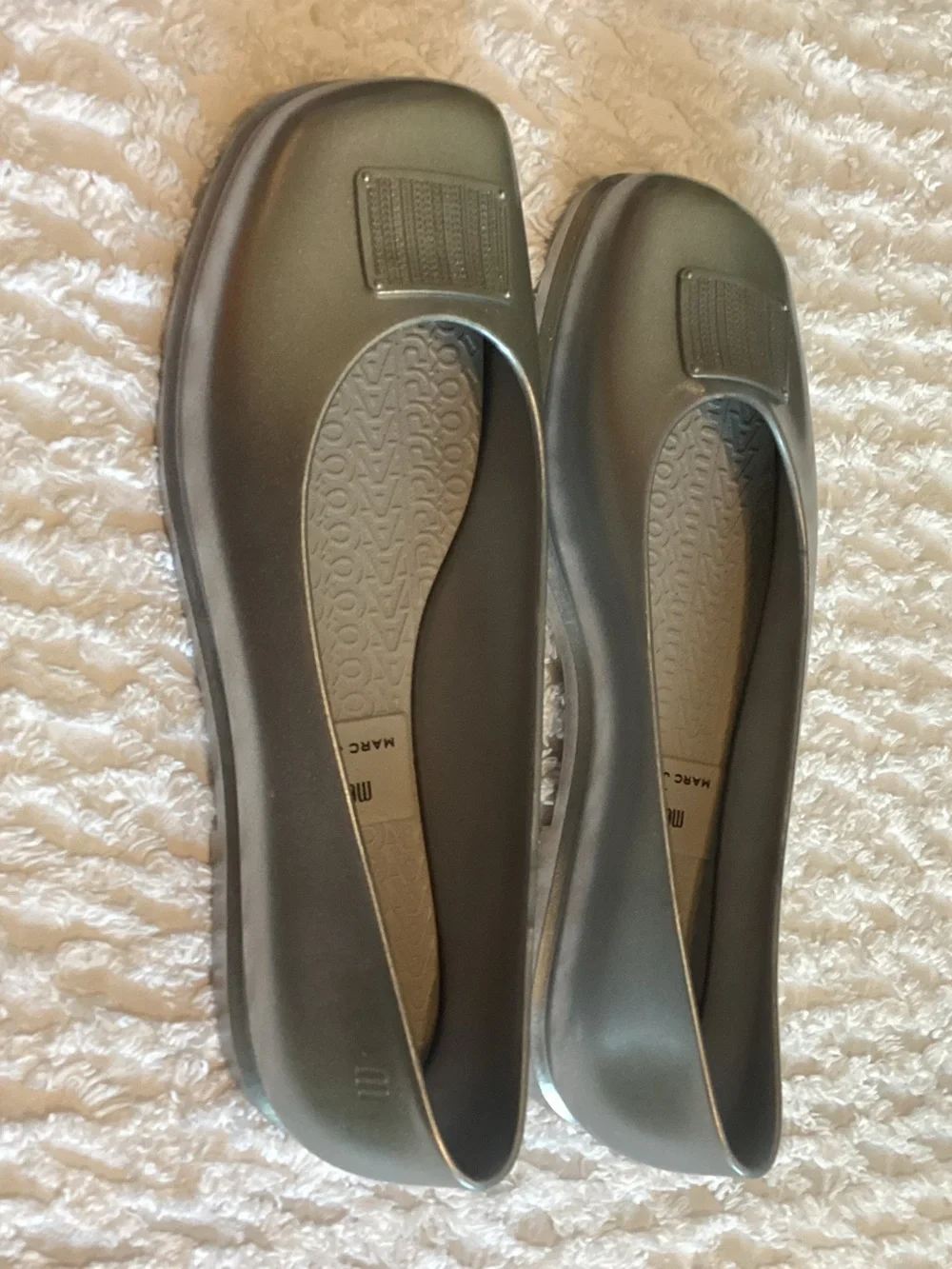 Melissa x Marc Jacobs Ruby Ballet Flats – Silver Jelly Shoes – Women’s Size 10